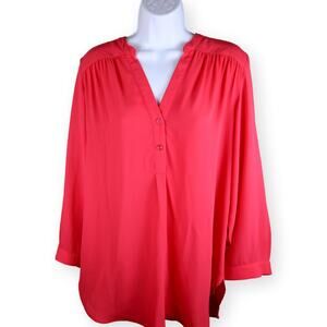 Halogen Pink Split Neck 3/4 Sleeve Blouse M